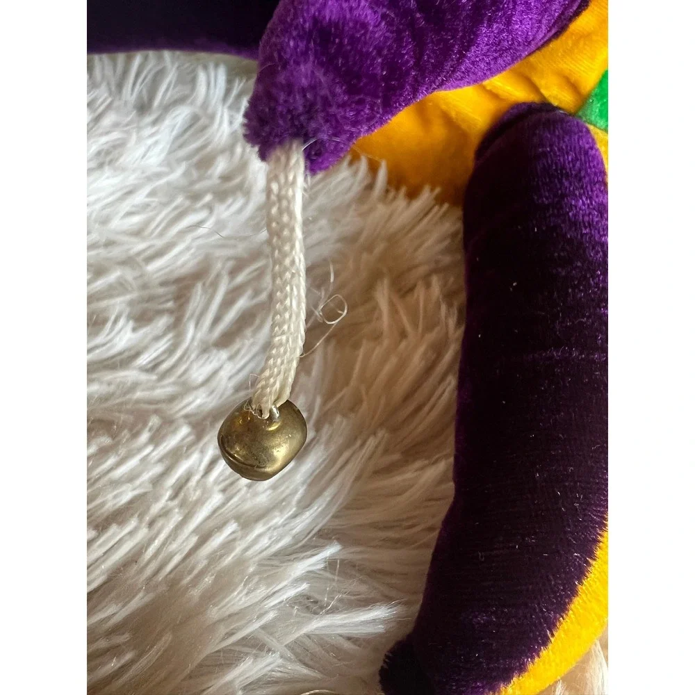 Mardi Gras Jester Hat OS Purple Green Gold Velvet Plush Bells Costume Joker READ